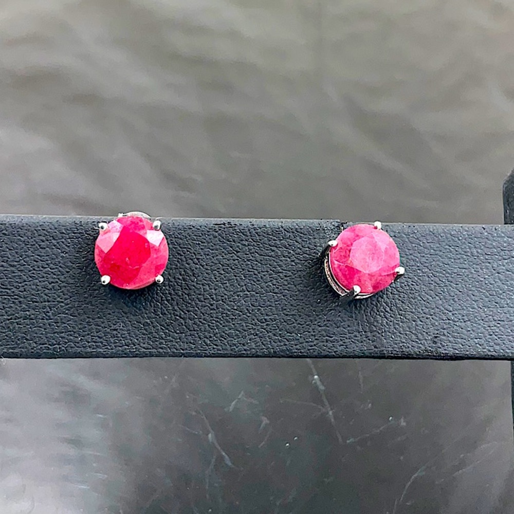Sterling Silver Natural Ruby Gemstone Post Earrin… - image 4